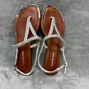 Gianni Bini Sandals Ankle Strap Women's Size 7 Silver & Brown‎